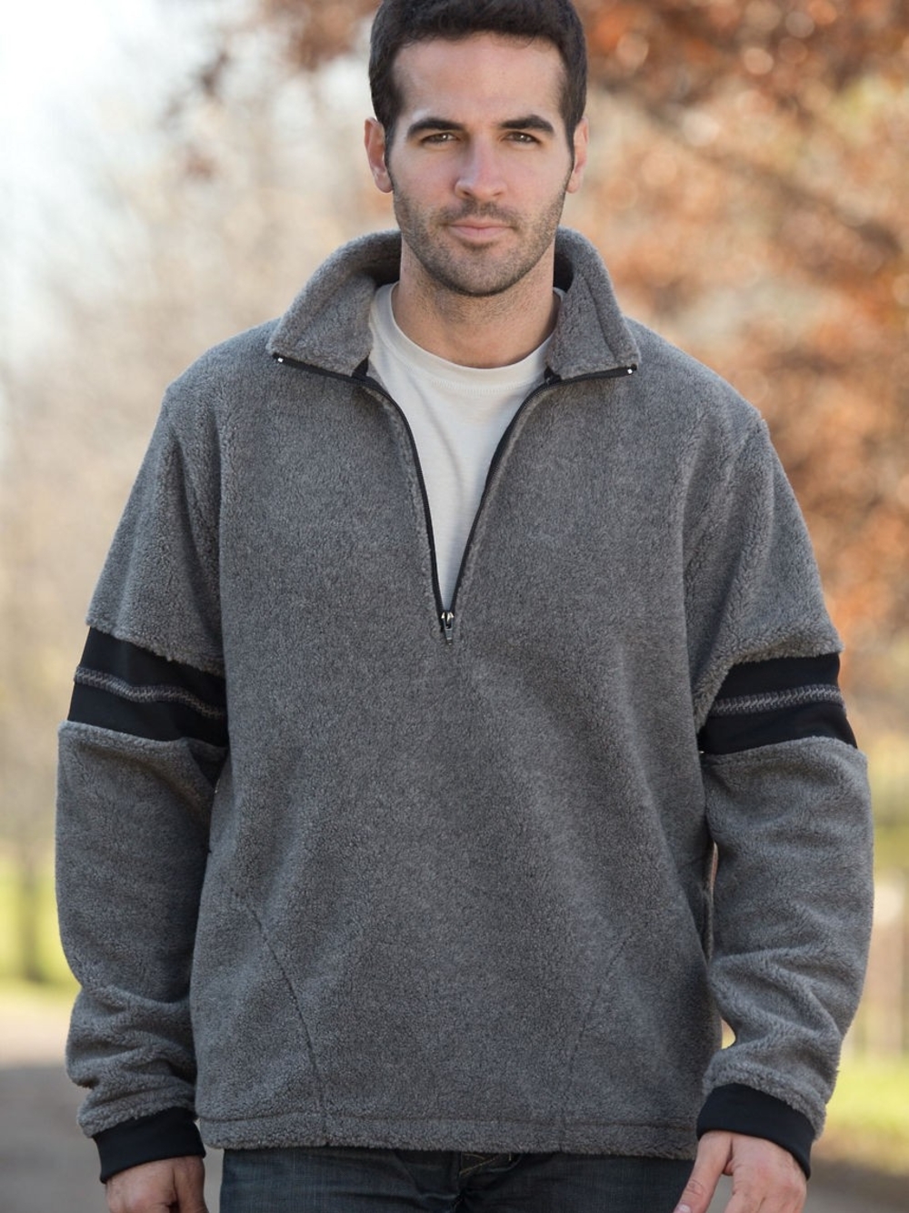 Overland Men's Heritage Gray Half-Zip Fleece Pullover Sweater